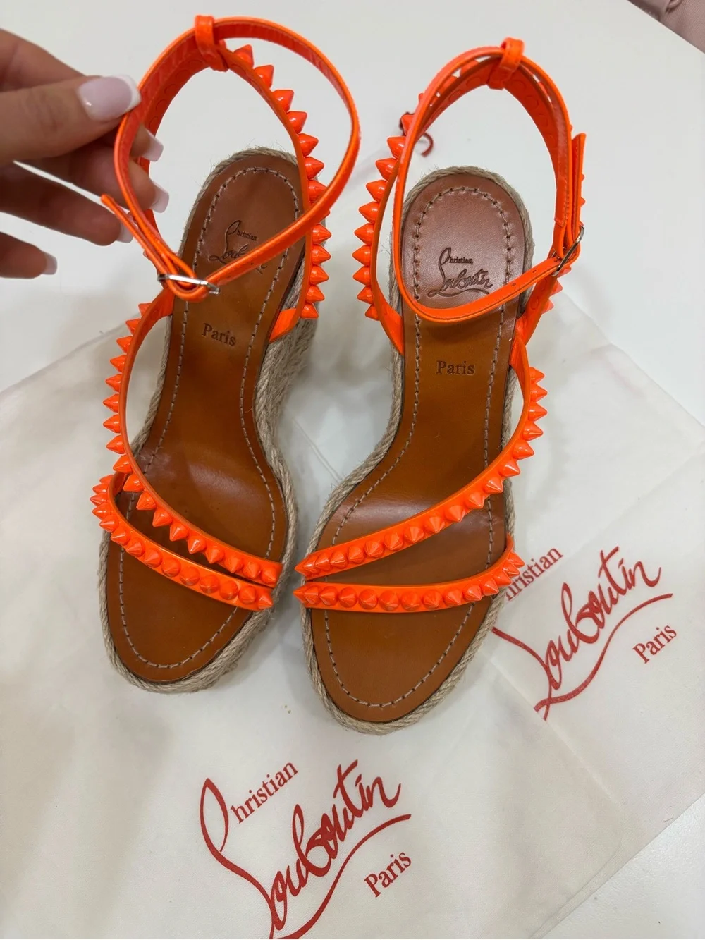 🧡 Christian Louboutin Pyraclou 110mm Espadrille Wedge Sandals